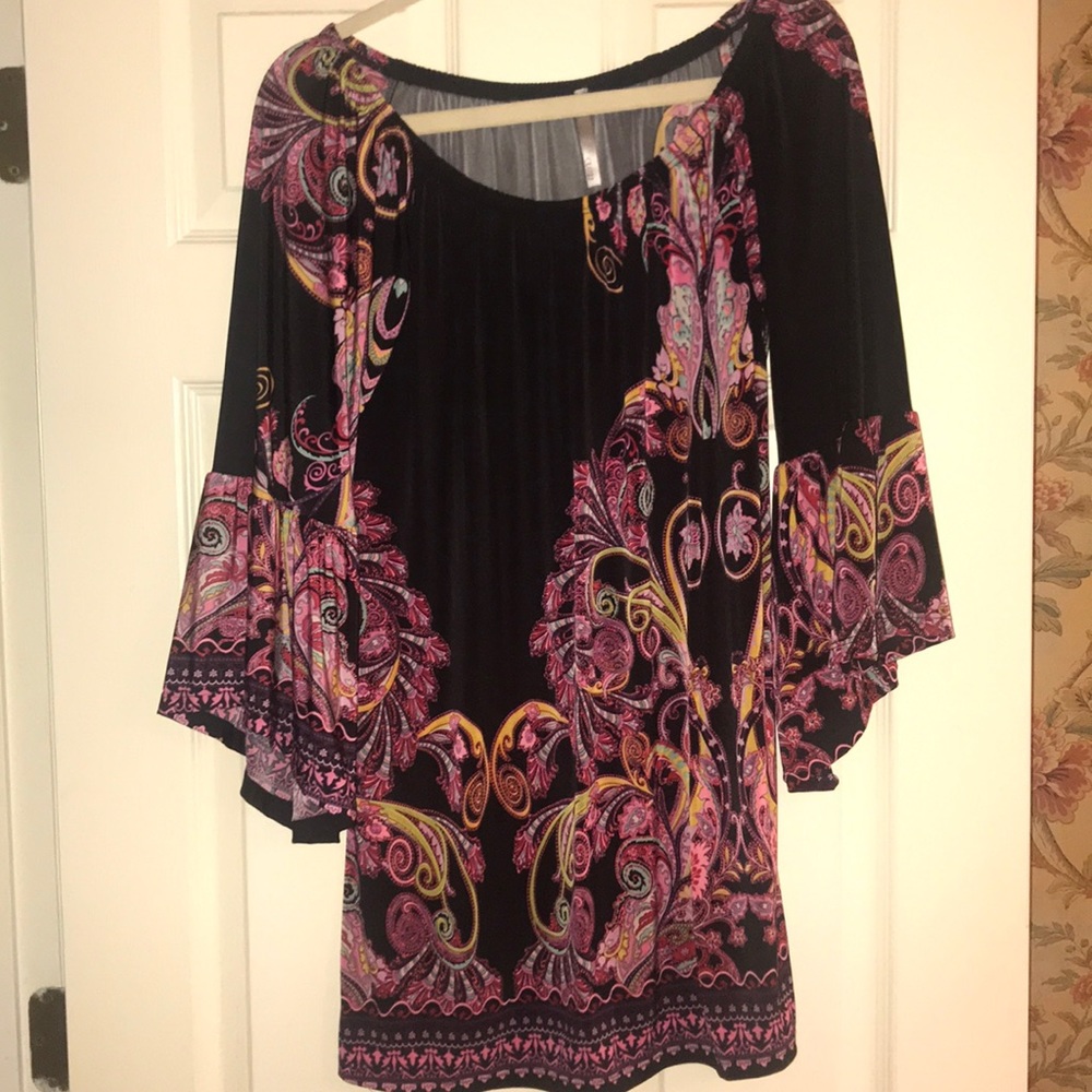 Black tunic with paisley/floral detail